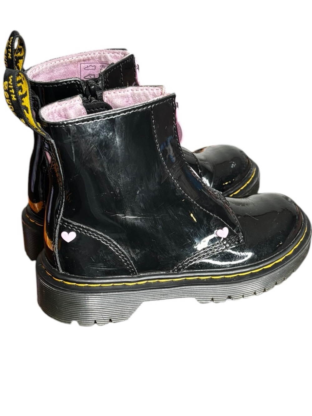 Dr Martens Junior Heart Nappa Patent Leather Pull on Zipper Boots Little Girl 11 - Picture 2 of 11